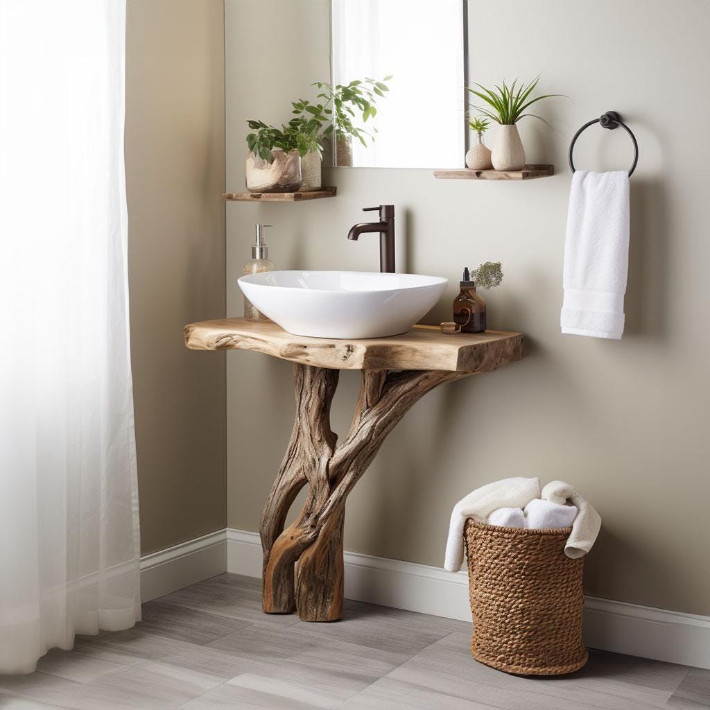 Reclaimed Bathroom Vanity Solid Wood Bathroom Sink Vanity Live Edge ...