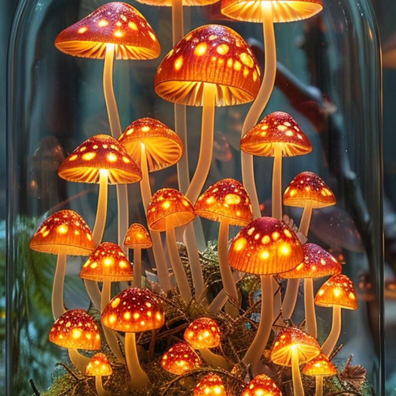 Lámpara Nocturna Seta De Resina - Luz Suave Decorativa Para Habitación Infantil, Escritorio O Dormitorio ¡Crea Un Ambiente Mágico Y Acogedor!