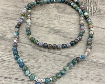 Jasper Long Necklace, Beaded Necklace, Natural Gemstone Beads Necklace, Sea Sediment Bracelet,Healing Crystal Necklace Bracelet,Jewelry Gift