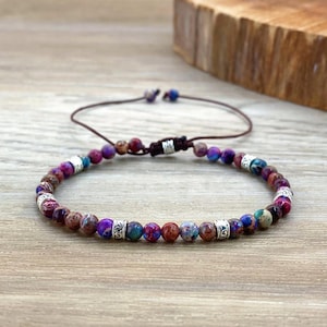 Natural Jasper Stone Bracelet: Adjustable Calming Tibetan Bracelet