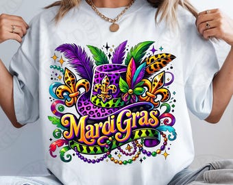 Retro Mardi Gras png, Fat Tuesday, Fleur de Lis png, Mardi Gras png, Mardi Gras Bow, Mardi Gras Sublimation Design, Mardi Gras Hat png
