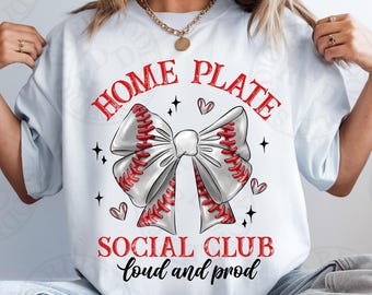 Home Plate Social Club Loud And Prod png, honkbalstrik png, wedstrijd png, sport coquette strik png, honkbal png, sublimatieontwerp png, retro png