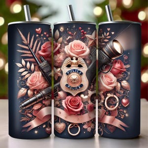 Floral Police Tumbler Png, Police Tumbler Png, Police Png, 20oz Tumbler Wrap Png,20oz skinny Tumbler Png,Sublimation Design,Trendy Design