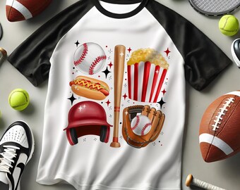 Honkbal png, hotdog png, wedstrijddag png, sport png, honkbalseizoen png, sublimatieontwerp, sublimeren ontwerp, honkbalcadeau png, popcorn png
