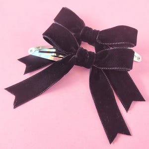 Black Ribbon Bows, Hair Bows for Girls, Cute Hair Clips, Velvet Hair Bows, Handmade Hair Bows, Small Hair Bows, Bow Hair Clips, Child Bows