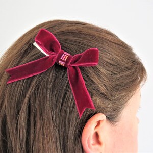 Burgundy Hair Bows, Bow Hair Clips, Girls Hair Bows, Hair Bow Gift, Handmade Hair Bows, Burgundy Hair Clips, Clip on Bows, Beads or Plain
