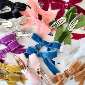 Black Ribbon Bows, Hair Bows for Girls, Cute Hair Clips, Velvet Hair Bows, Handmade Hair Bows, Small Hair Bows, Bow Hair Clips, Child Bows