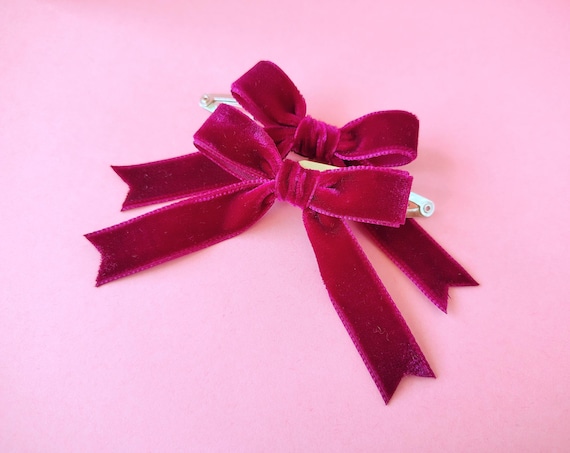 Burgundy Hair Bows, Bow Hair Clips, Girls Hair Bows, Hair Bow Gift, Handmade Hair Bows, Burgundy Hair Clips, Clip on Bows, Beads or Plain