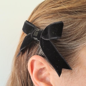 Black Ribbon Bows, Hair Bows for Girls, Cute Hair Clips, Velvet Hair Bows, Handmade Hair Bows, Small Hair Bows, Bow Hair Clips, Child Bows