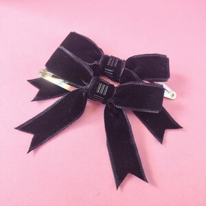 Black Ribbon Bows, Hair Bows for Girls, Cute Hair Clips, Velvet Hair Bows, Handmade Hair Bows, Small Hair Bows, Bow Hair Clips, Child Bows