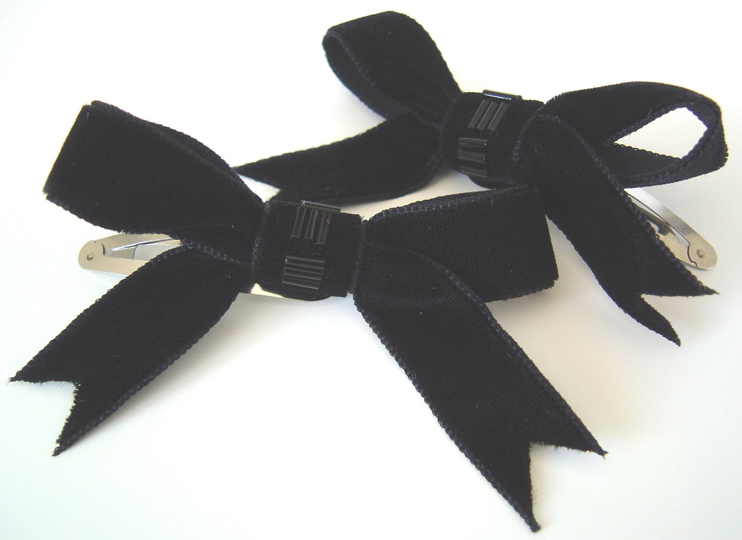 Black Velvet Bow Hair Clips Bow Hair Accessory Bow Clips Etsy