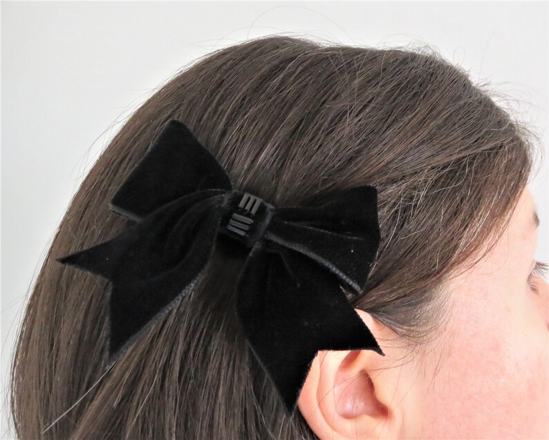 Black Velvet Bow Hair Clip Bow Hair Accessory Bow Clip Etsy
