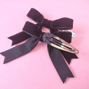Black Ribbon Bows, Hair Bows for Girls, Cute Hair Clips, Velvet Hair Bows, Handmade Hair Bows, Small Hair Bows, Bow Hair Clips, Child Bows