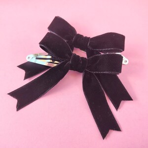 Black Ribbon Bows, Hair Bows for Girls, Cute Hair Clips, Velvet Hair Bows, Handmade Hair Bows, Small Hair Bows, Bow Hair Clips, Child Bows