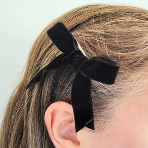 Black Ribbon Bows, Hair Bows for Girls, Cute Hair Clips, Velvet Hair Bows, Handmade Hair Bows, Small Hair Bows, Bow Hair Clips, Child Bows