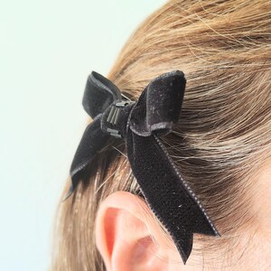 Black Ribbon Bows, Hair Bows for Girls, Cute Hair Clips, Velvet Hair Bows, Handmade Hair Bows, Small Hair Bows, Bow Hair Clips, Child Bows