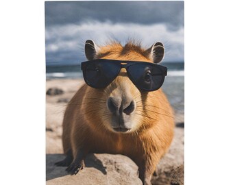 Capybara Fleece Blanket, Funny Animal Throw, Quirky Home Decor