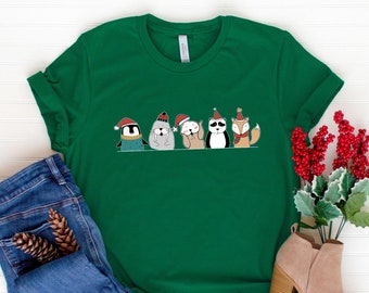 Funny Animals Shirt, Christmas Shirt, Cute Christmas Shirt, Christmas Animals Shirt, Christmas Party Shirts, Funny Christmas Shirt, Xmas Tee