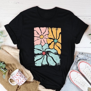Boho Flowers T-Shirt, Hippie Flower Shirt, Inspired T-Shirt, Spring Shirt, Flowers Lover Gift, Flowered Shirt, Floral Shirts, Gift For Women