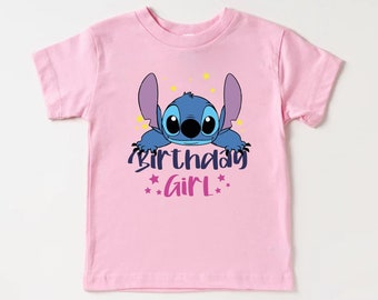 T-shirt per ragazza di compleanno Disney Stitch, camicia per ragazzo di compleanno Stitch, camicie di compleanno Disney Stitch, camicia di compleanno Stitch, compleanno Disney personalizzato