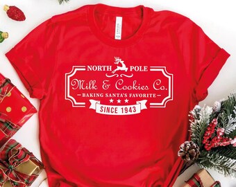 North Pole Milk And Cookies Co Shirt, Christmas Baking Shirt, Merry Christmas Shirt, Cute Christmas Shirts, Gingerbread Shirt, Holiday Shirt