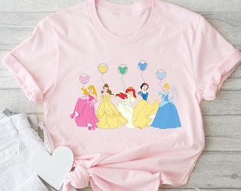 Camisa de princesa de Disney, camisa de viaje de Disney, camisa de globo de princesa, camisa de viaje de niñas de Disney, camisa de Bella de Disney, camisa de Tiana, camisa de Cenicienta