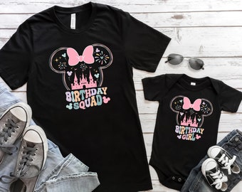 Camisa de cumpleaños de Disney para niña y niño, camiseta del equipo de cumpleaños de Disney, camisa de cumpleaños de Minnie, camisa de cumpleaños de Mickey, coincidencia personalizada de cumpleaños de Disney