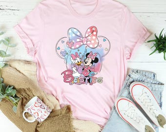 Maglietta Disney "Minnie Mouse e Paperina Besties", Magliette estive Disney, Maglietta acquerello Disney, Maglietta Disney "Viaggio per ragazze", Maglietta Disney "Besties"