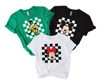 Checkered Mickey And Friends T-Shirt, Disney Trip Shirt, Checkered Mickey Mouse Shirt, Disney Family Vacation Shirts, Matching Family Shirts