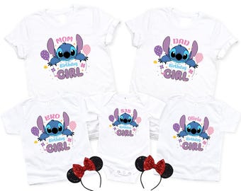 Niestandardowa koszulka urodzinowa Disneya, koszulka urodzinowa Stitch Family, pasująca koszulka urodzinowa Disney Family, koszulka urodzinowa Stitch, niestandardowa koszulka urodzinowa Stitch