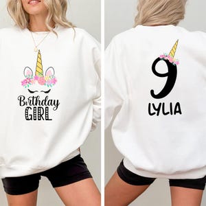Unicorn Birthday Girl Sweatshirt, Custom Unicorn Birthday Outfit, Unicorn Birthday Party Tee, Custom Birthday Tee,Personalized Birthday Gift