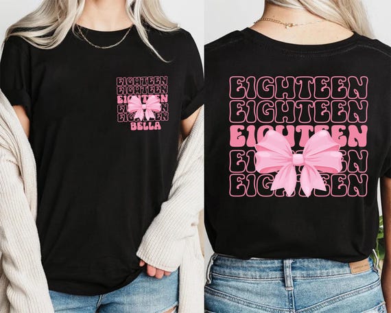 Women's Hello 18 Birthday Shirt - 18th Bday Party Tee, 100% Cotton, Pink, Size Large - View #2