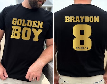 Golden Birthday Boy Shirt, Custom Age And Name Birthday Boy Shirt, Custom Birthday Tee, Golden Boy Birthday Shirts, Custom Date Birthday Boy