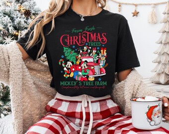 Camiseta navideña de Disney, camiseta navideña de Mickey y sus amigos, camiseta navideña linda, camiseta navideña familiar, camisetas de fiesta navideña, fiesta de Navidad