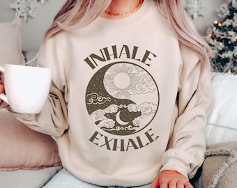Inhale Exhale Sweatshirt, Yoga Sweatshirt, Inhale Exhale Yin And Yang Sweater, Mindfulness Hoodie,Mindfulness Meditation Breathe Sweatshirts