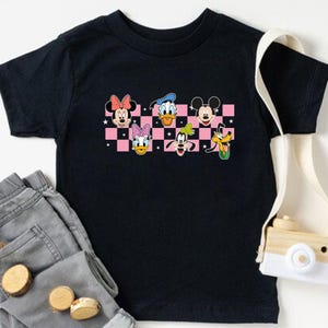チェック柄ミッキーと仲間のシャツ、ディズニー旅行シャツ、チェック柄ミッキーマウスシャツ、ディズニーファミリーバケーションシャツ、かわいいディズニー旅行シャツ