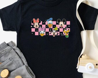 Camisa a cuadros de Mickey y sus amigos, camisa de viaje a Disney, camisa a cuadros de Mickey Mouse, camisas de vacaciones familiares de Disney, linda camisa de viaje de Disney