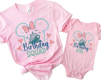 Custom Disney Birthday Girl T-Shirt, Disney Birthday Tee, Disney Matching Birthday Shirts, Disney Cruise Shirt, Minnie Head Birthday T-Shirt