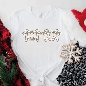 Chemise pain d'épice, jolies chemises de Noël, chemise bonhomme en pain d'épice, chemise de vacances femme, t-shirt d'hiver, cadeau pour boulanger, haut de Noël, biscuit de Noël