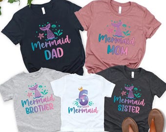Custom Birthday Girl Shirt, Birthday Mermaid Shirt, Custom Birthday Family Mermaid Shirt, Family Matching Birthday Girl Shirt, Mermaid Shirt