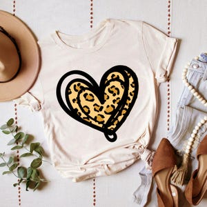 Leopard Heart Shirt, Heart T-Shirt, Gift For Girlfriend, Valentines Day Gift Shirt, Inspirational Shirt, Valentines Day Shirt, Leopard Shirt