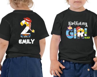 Koszulka urodzinowa Toy Story dla dziewczynki, Koszulki urodzinowe Toy Story, Koszulka urodzinowa Disney, Niestandardowe imię i wiek Urodziny Toy Story, Koszulka urodzinowa dla dziewczynki