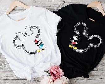 Camisa de pareja de Mickey y Minnie Disney, camisa de luna de miel de Disney, camisa de pareja a juego, camisas a juego de la familia Disney, camisa de San Valentín de Disney