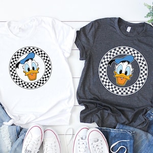Camiseta vintage del pato Donald, camiseta a cuadros del pato Donald, camiseta de viaje a Disney, camiseta de Disneyland, camiseta de viaje familiar de Disney, camiseta de vacaciones de Disney