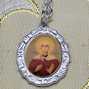 Vintage Orthodox  Icon Pendant and necklace. Holy Martyr Saint Natalia of Nicomedia