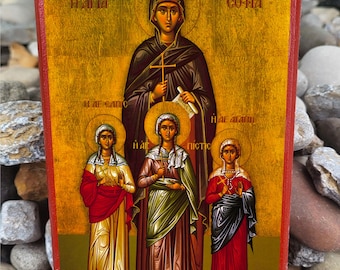 Sankt Sofia den heliga martyren och hennes döttrar ortodoxa ikon