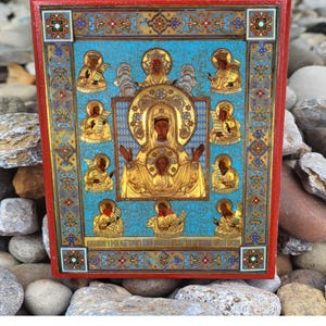 Kursk-Root Icon of the Sign,  Our Lady of Kursk with Riza : Theotokos Orthodox Mounted Print