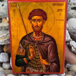 Saint Theodore Tiron of Amasea - Great Martyr and Recruit, Orthodox Icon mounted Print