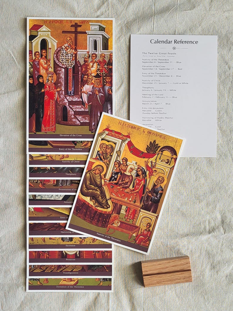 Religious Icon Card Orthodox 12 Feasts and Pascha Icon Set – Liturgical Calendar, Home ...