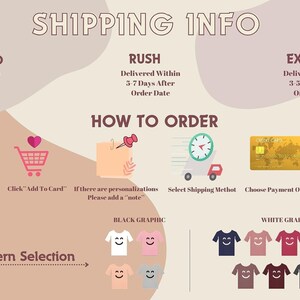 an info sheet describing how to order a t - shirt